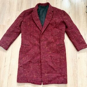 Celine Burgundy 100% Wool Coat Outwear‎ Open Front Size 36 / US S